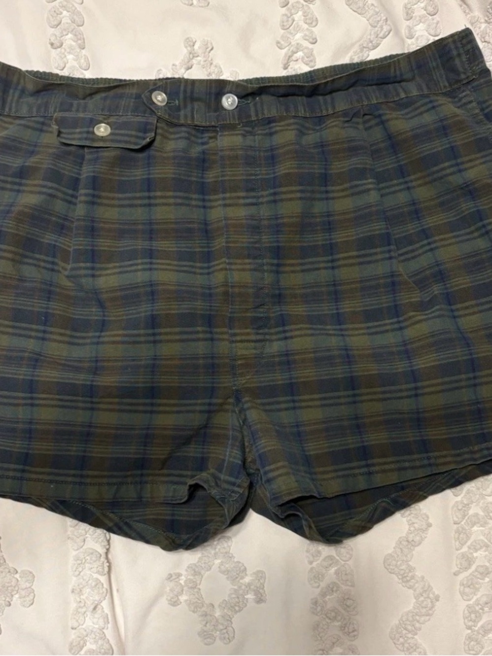 Pilgrim Green and Navy Plaid Swim Trunks